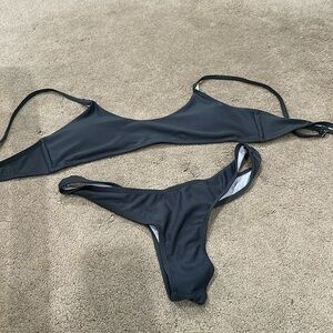 Green two-piece thong swimsuit